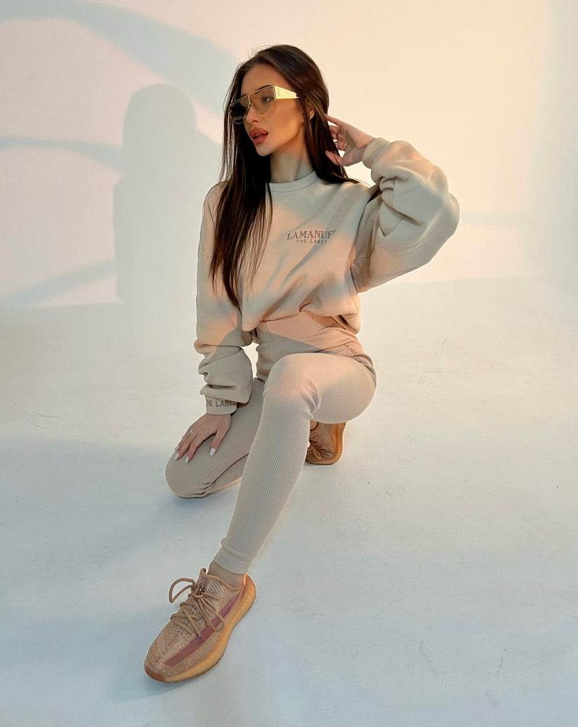 Issamatch Light Beige Tracksuit – Stylish & Comfortable Neutral Two-Piece Set - Biamonde